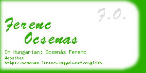 ferenc ocsenas business card