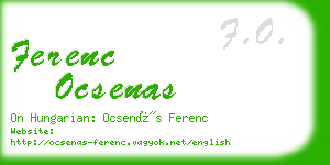 ferenc ocsenas business card